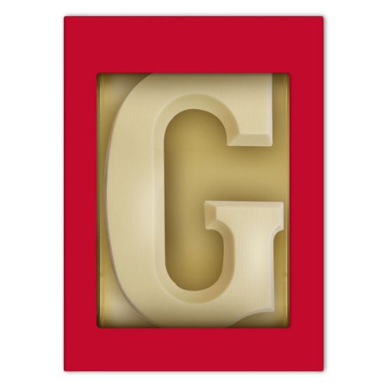 CL00085.001-001 (Chocoladeletter G wit 80 gram) Chocoladeletter G wit 80 gram