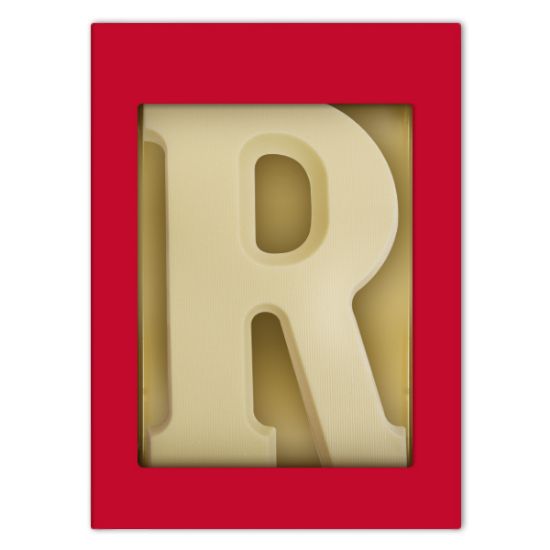 CL00221.001-001 (Chocoladeletter R wit 80 gram) Chocoladeletter R wit 80 gram