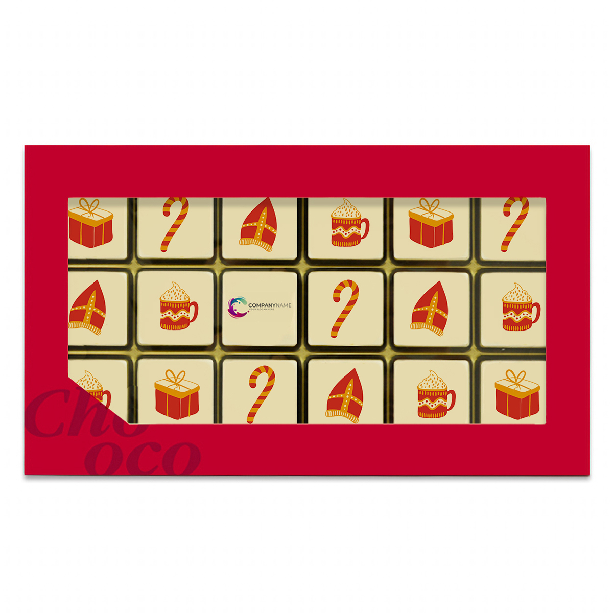 CG00007.006-001 (ChocoGiftBox 18 - Sinterklaas Seizoen + logo) ChocoGiftBox 18 Sinterklaas Seizoen logo